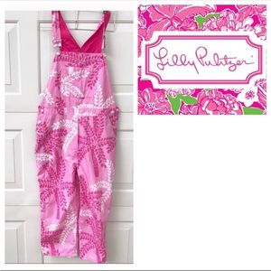 LILLY PULITZER Rare Pink overalls pants 8 crop